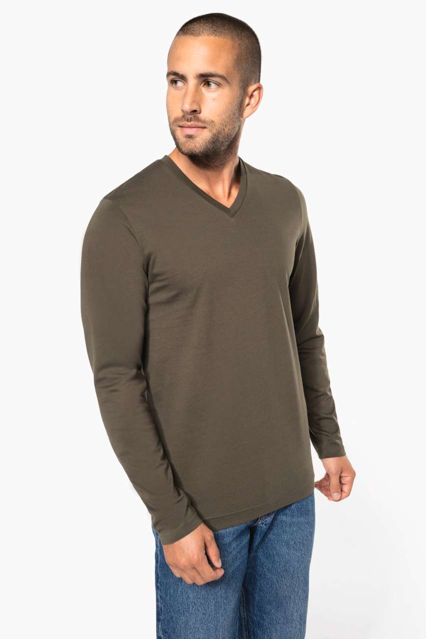 MEN'S LONG-SLEEVED V-NECK T-SHIRT