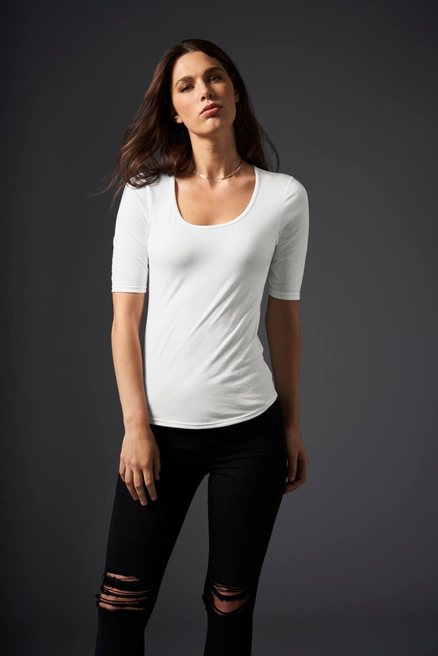 WOMEN’S TRI-BLEND DEEP SCOOP 1/2 SLEEVE TEE