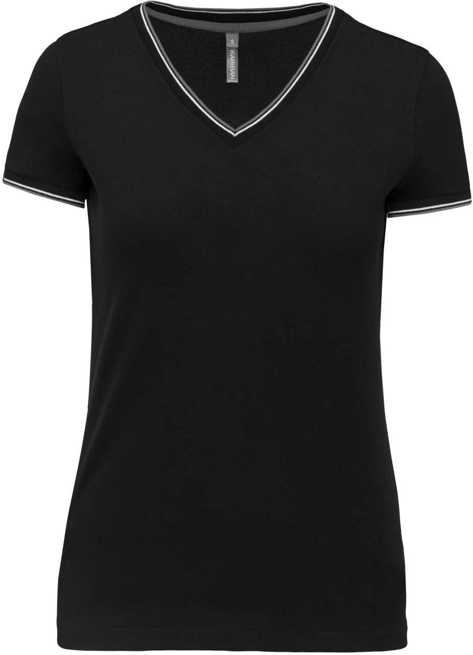 LADIES' PIQUÉ KNIT V-NECK T-SHIRT