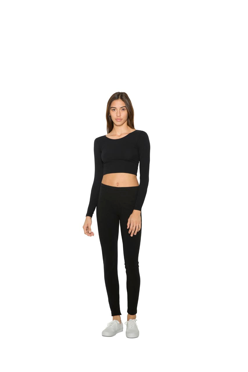 WOMEN'S COTTON SPANDEX LONG SLEEVE CROP TOP