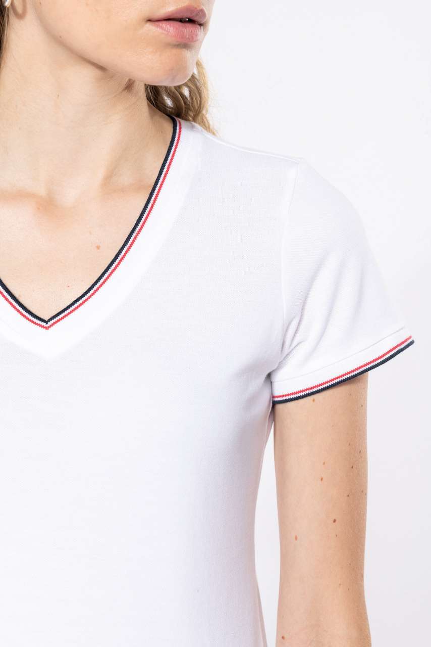LADIES' PIQUÉ KNIT V-NECK T-SHIRT