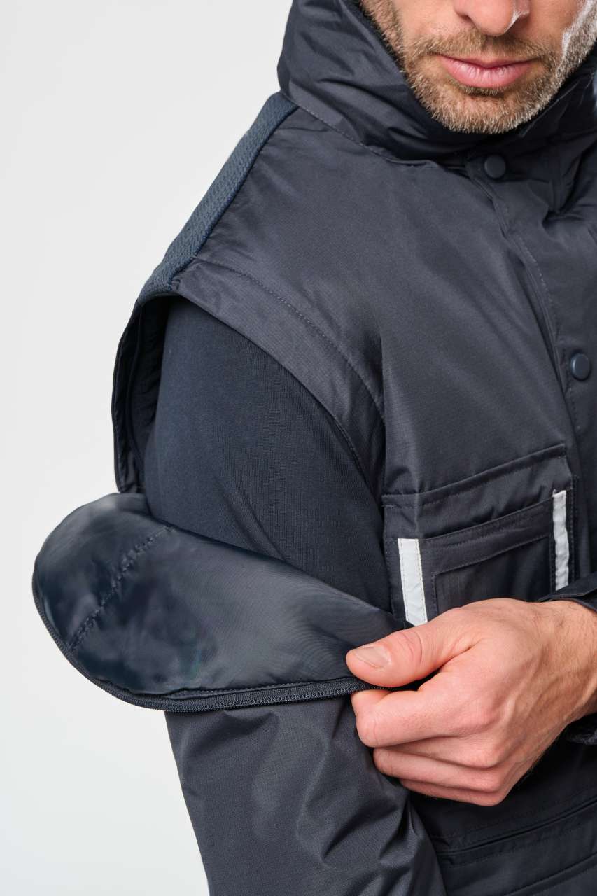 DETACHABLE-SLEEVED WORKWEAR PARKA