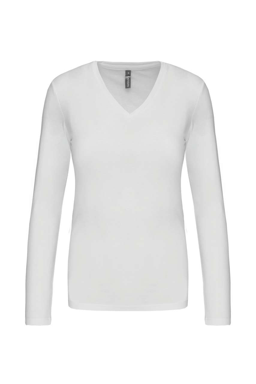 LADIES' LONG-SLEEVED V-NECK T-SHIRT