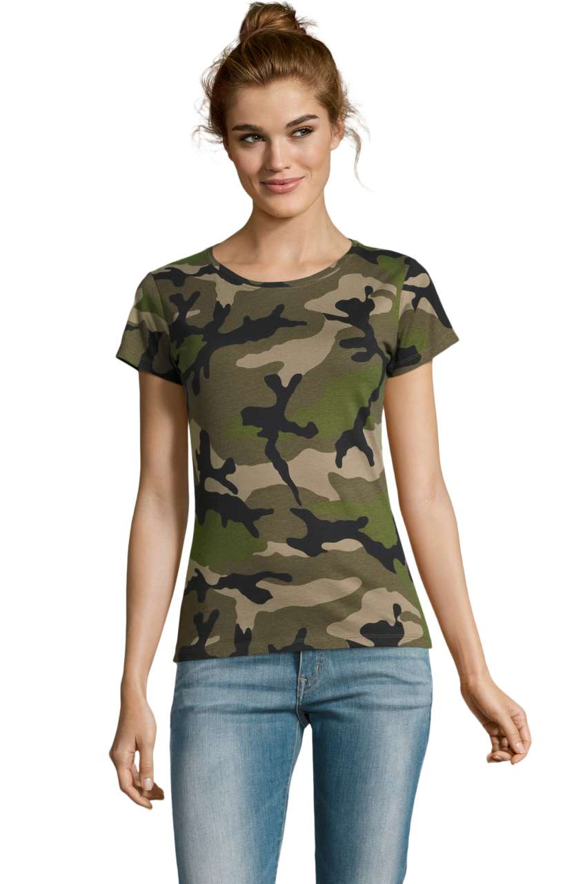 SOL'S CAMO WOMEN - ROUND COLLAR T-SHIRT