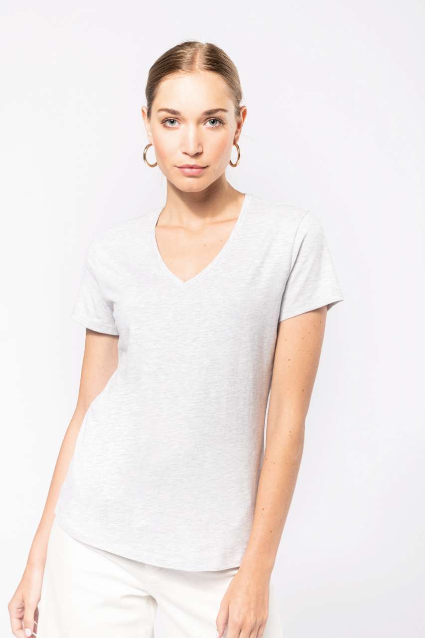 LADIES' SHORT-SLEEVED V-NECK T-SHIRT