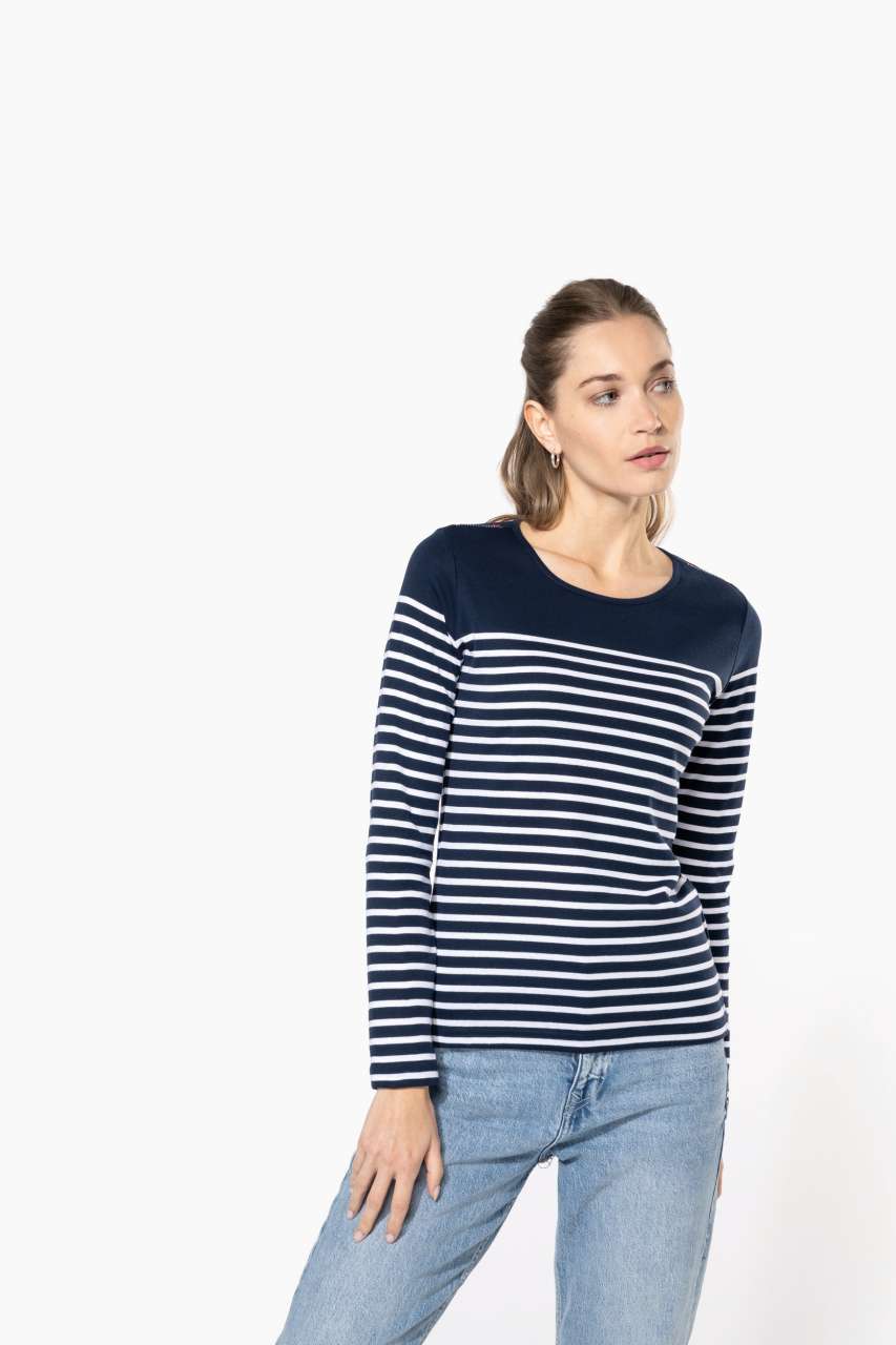 LADIES’ LONG-SLEEVED BRETON STRIPE TOP