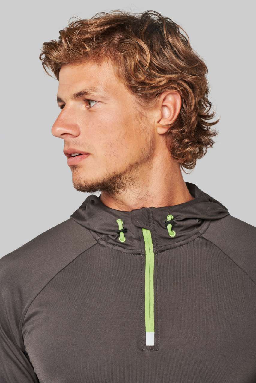 SWEAT-SHIRT DE SPORT À CAPUCHE ET COL ZIPPÉ