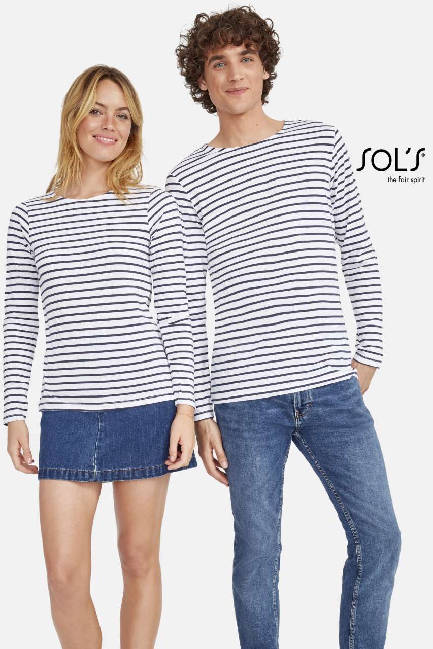 SOL'S MARINE MEN - LONG SLEEVE STRIPED T-SHIRT