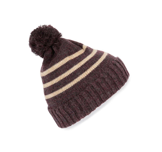 KNITTED STRIPED BEANIE IN RECYCLED YARN
