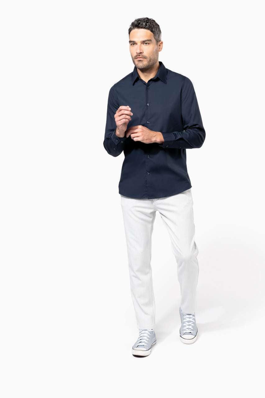 CHEMISE EN POPELINE DE COTON À MANCHES LONGUES POUR HOMME