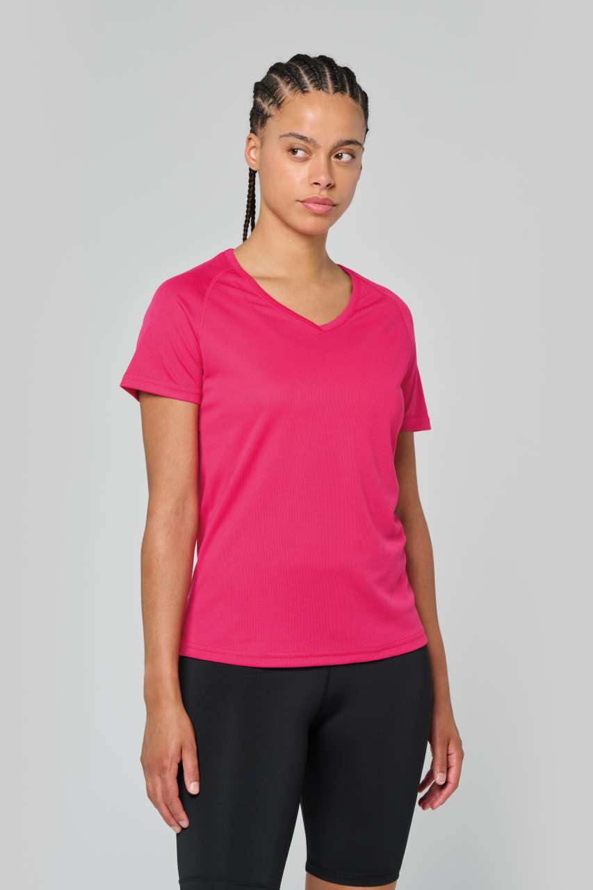 LADIES’ V-NECK SHORT SLEEVE SPORTS T-SHIRT