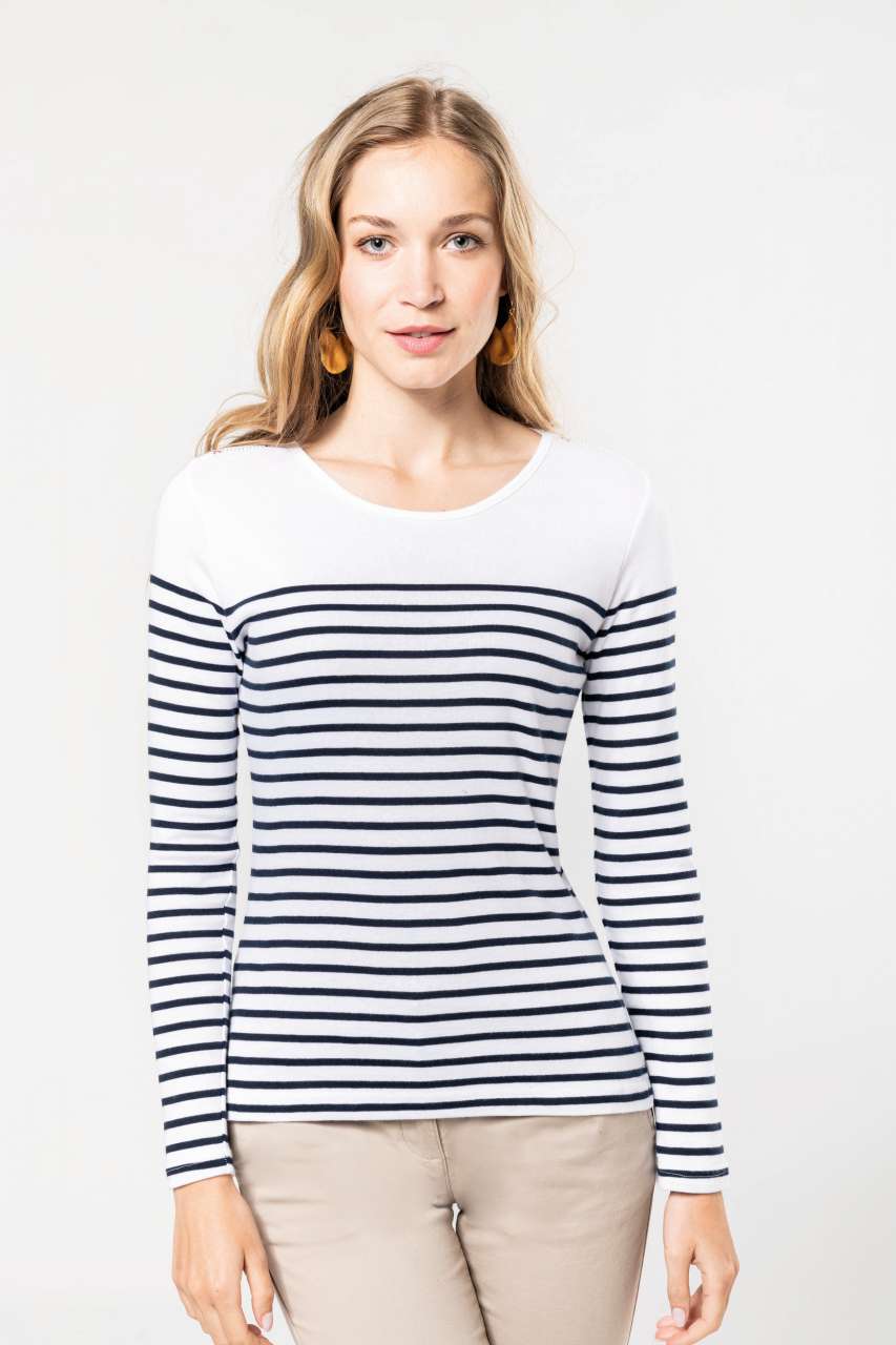 LADIES’ LONG-SLEEVED BRETON STRIPE TOP