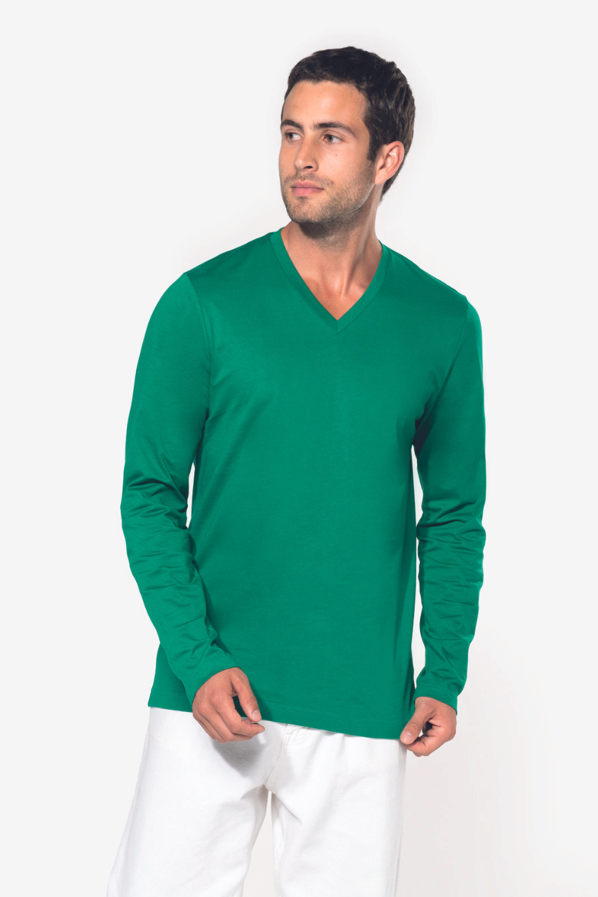 MEN'S LONG-SLEEVED V-NECK T-SHIRT