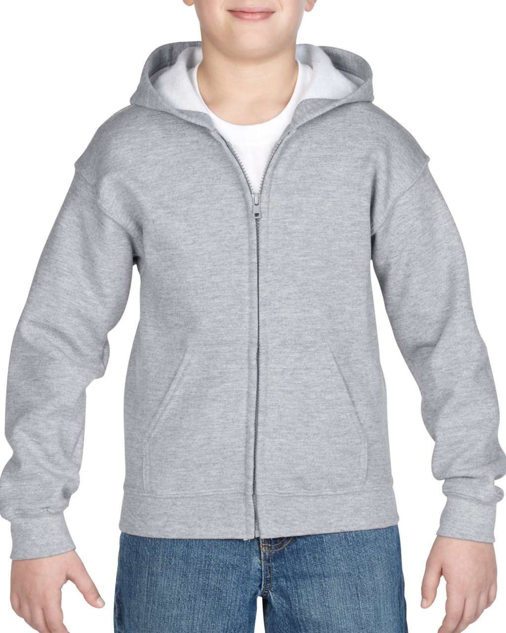 Heavy Blend™ Youth Full Zip Hooded Sweatshirt in Sport Grey | utt:c9d36ea43225