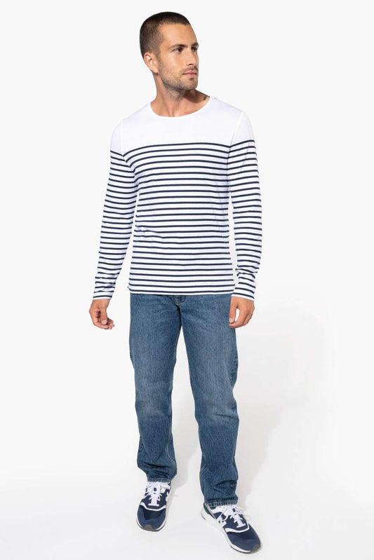 Men’s Long-Sleeved Breton Stripe Top - Kariban (2 of 8) | utt:044d07a57b72