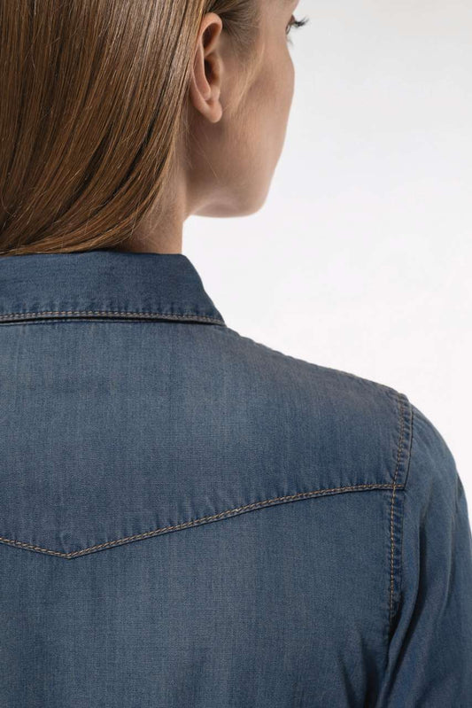 Ladies' Long-Sleeved Denim Shirt - Kariban (2 of 9) | utt:8604132d72bf