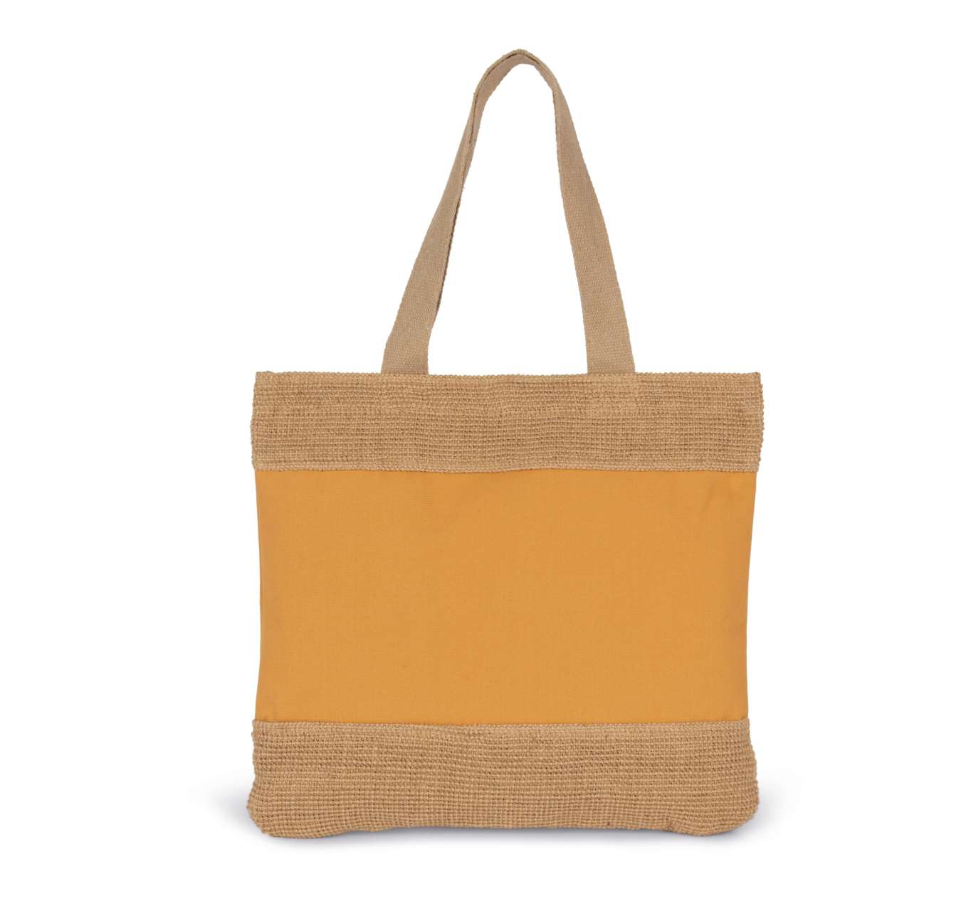 Shopping Bag In Cotton And Woven Jute Threads in Cumin Yellow/Natural | utt:96cf7b7ac747