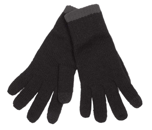 Touch Screen Knitted Gloves in Black/Dark Grey | utt:aadaa594d1f9