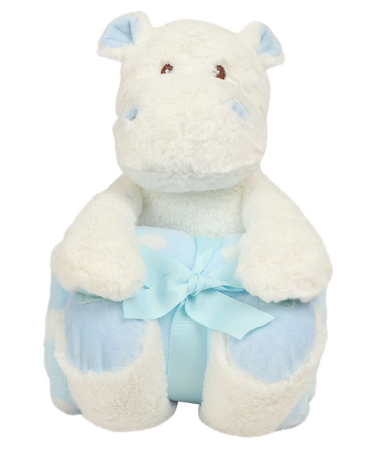 Hippo With Blanket in White/Blue | utt:352376b5c2f0