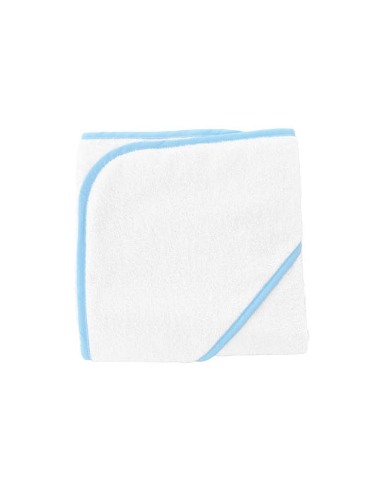 Olima Baby Hooded Towel in White/Light Blue | utt:8d040e1e71da