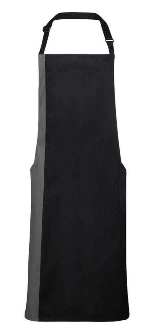 'colours Collection’ Contrast Bib Apron in Black/Dark Grey