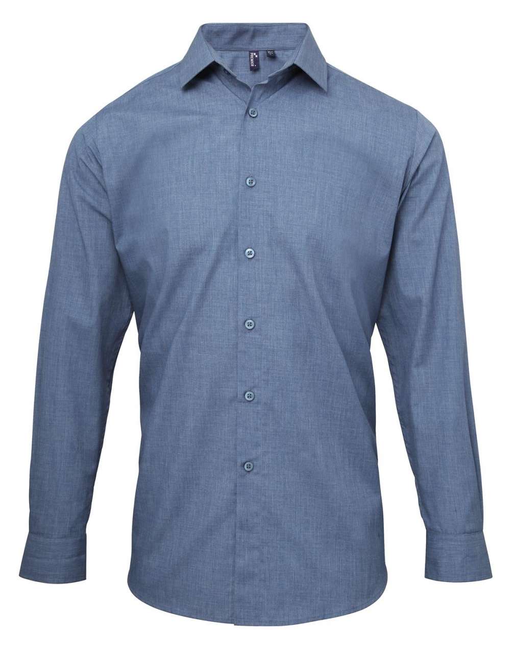 Men's Cross-Dye Roll Sleeve Poplin Bar Shirt in Indigo Denim