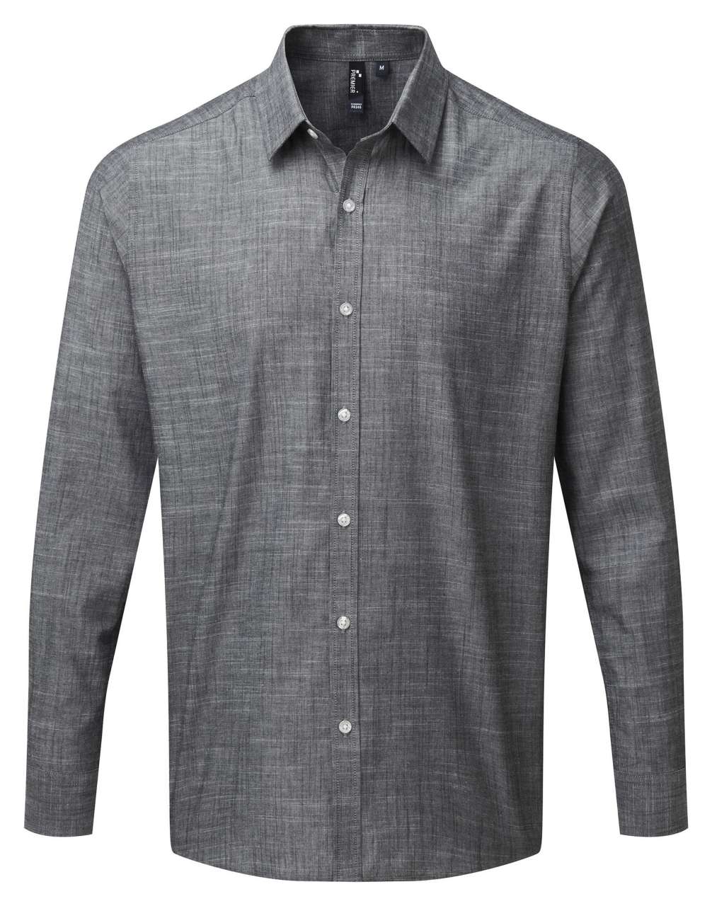 Men's Cotton Slub Chambray Long Sleeve Shirt in Grey | utt:89f068fa1320
