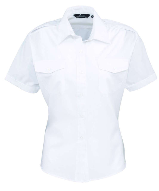 Women's Short Sleeve Pilot Shirt in White | utt:2cd8995fc1c1