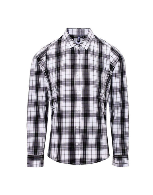 'GINMILL' CHECK - WOMEN'S LONG SLEEVE COTTON SHIRT in Black/White | utt:0b765547d0a6