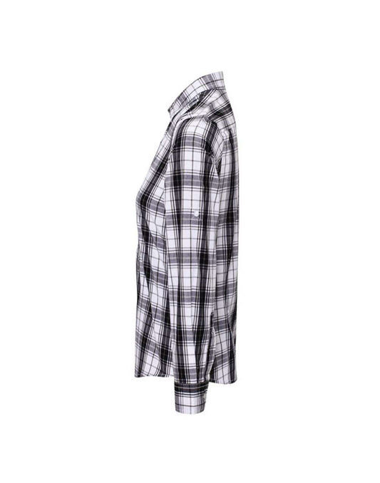 'ginmill' Check - Women's Long Sleeve Cotton Shirt in Black/White | utt:f1c844ece7e2