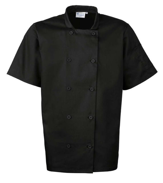 Short Sleeve Chef's Jacket in Black | utt:75834b9b9892