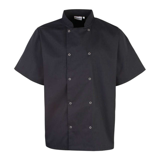 Chef's Short Sleeve Stud Jacket in Black | utt:6cf08d601822