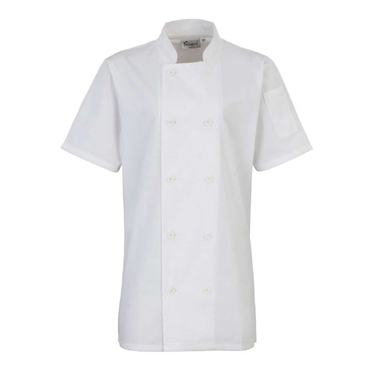 Women's Short Sleeve Chef's Jacket in White | utt:1cc15d4acd05