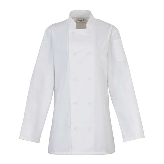 Women's Long Sleeve Chef's Jacket in White | utt:561effae3cb0