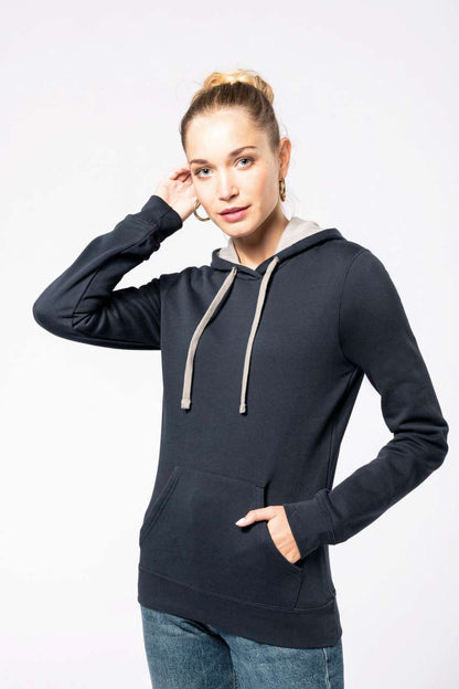 SWEAT-SHIRT À CAPUCHE CONTRASTÉ POUR FEMME