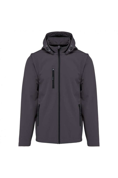 VESTE SOFTSHELL UNISEXE 3 COUCHES À CAPUCHE AVEC MANCHES AMOVIBLES