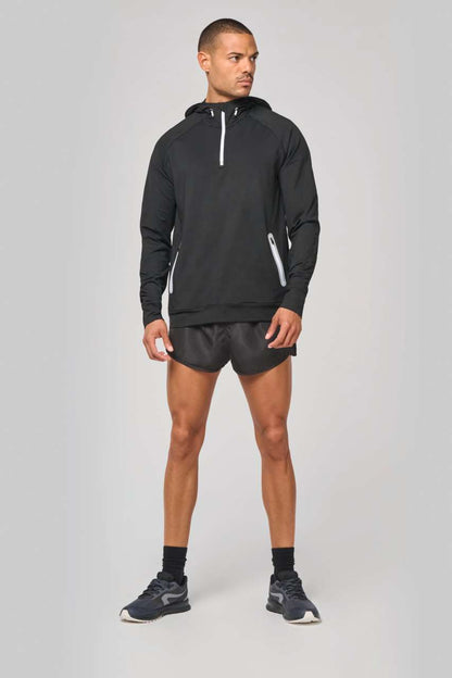 SWEAT-SHIRT DE SPORT À CAPUCHE ET COL ZIPPÉ
