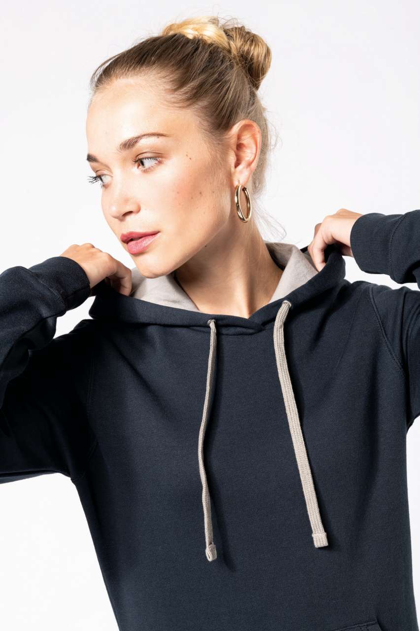 SWEAT-SHIRT À CAPUCHE CONTRASTÉ POUR FEMME