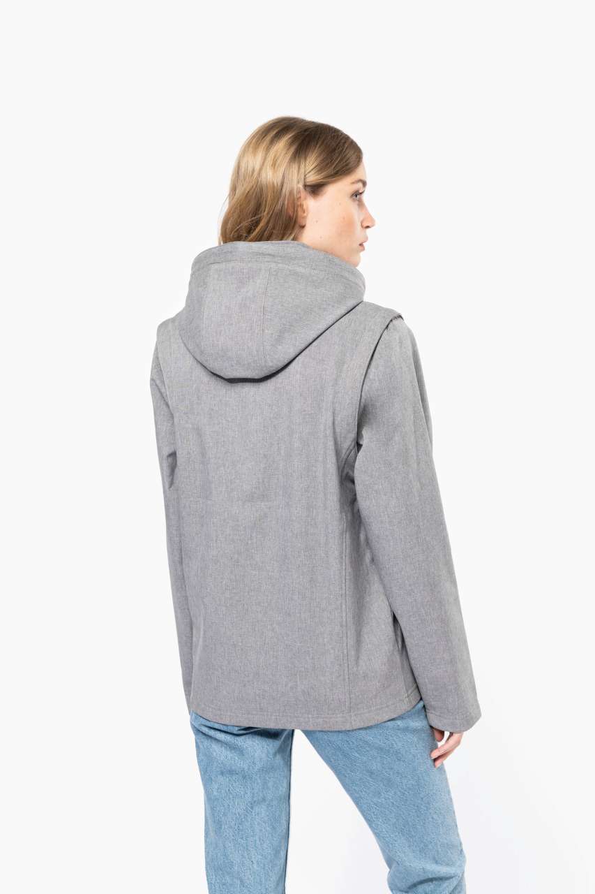 VESTE SOFTSHELL UNISEXE 3 COUCHES À CAPUCHE AVEC MANCHES AMOVIBLES