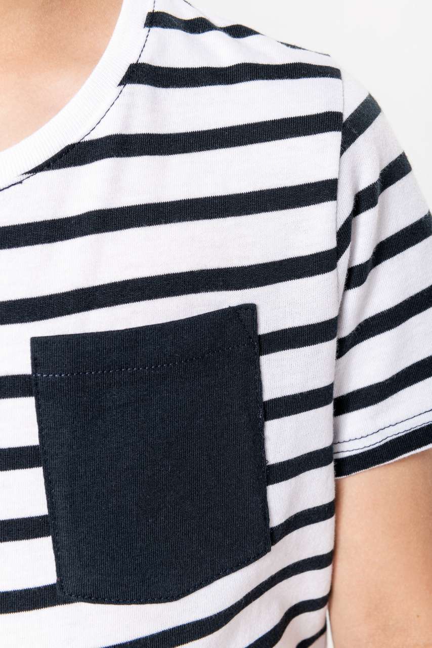 T-SHIRT MARIN À MANCHES COURTES ET POCHE POUR ENFANT