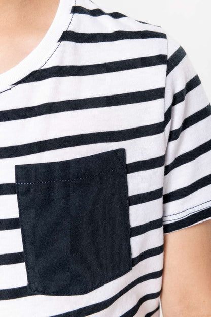 T-SHIRT MARIN À MANCHES COURTES ET POCHE POUR ENFANT