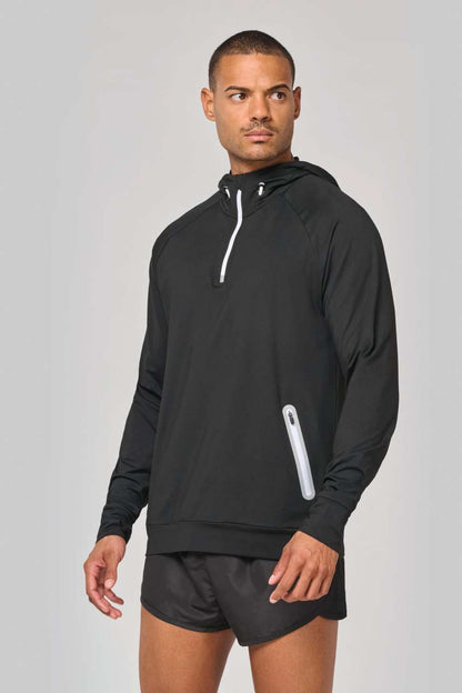 SWEAT-SHIRT DE SPORT À CAPUCHE ET COL ZIPPÉ