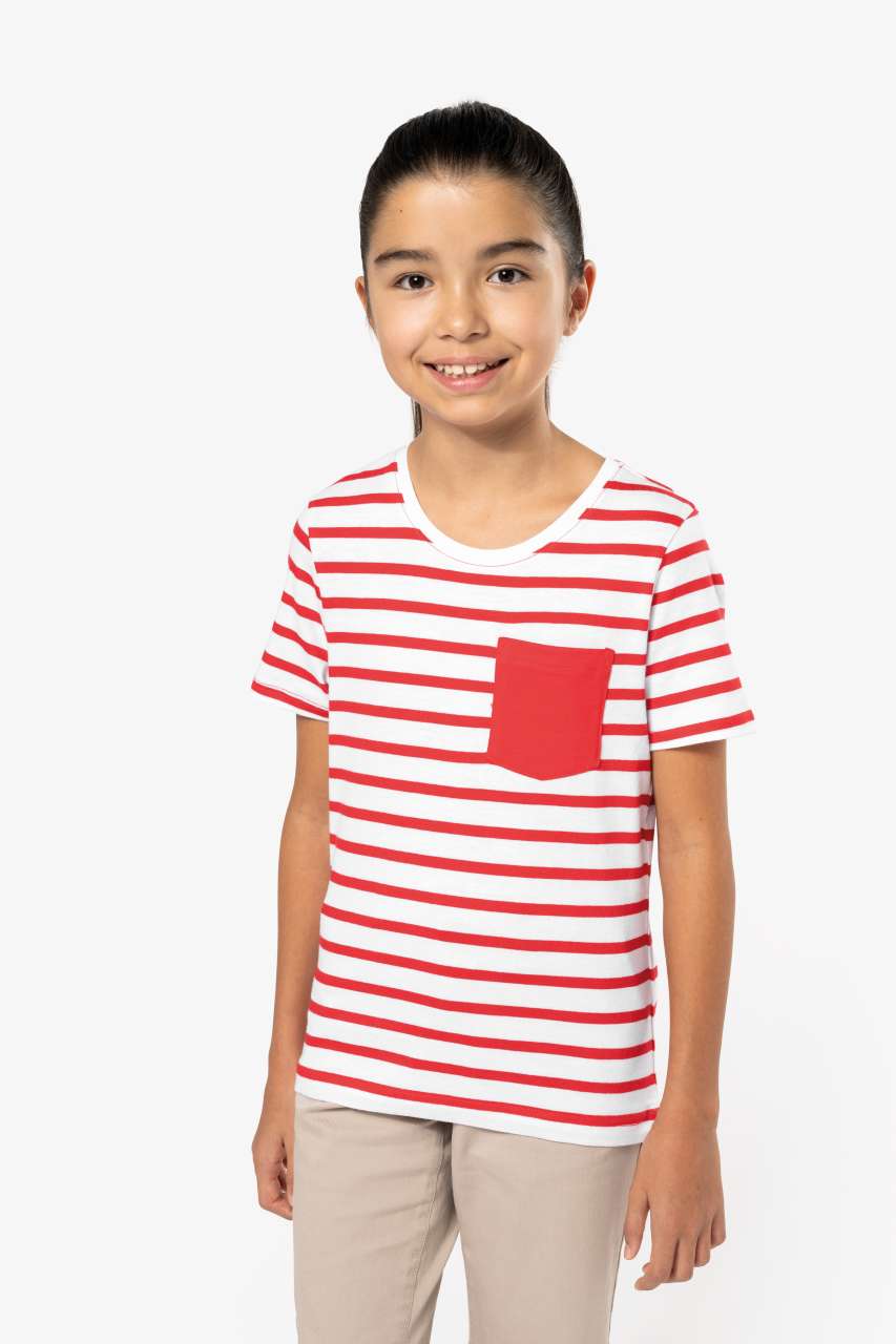 T-SHIRT MARIN À MANCHES COURTES ET POCHE POUR ENFANT