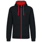 SWEAT-SHIRT À CAPUCHE CONTRASTÉ ET FERMETURE ÉCLAIR COMPLÈTE POUR HOMMES