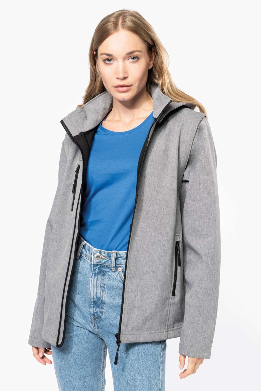 VESTE SOFTSHELL UNISEXE 3 COUCHES À CAPUCHE AVEC MANCHES AMOVIBLES