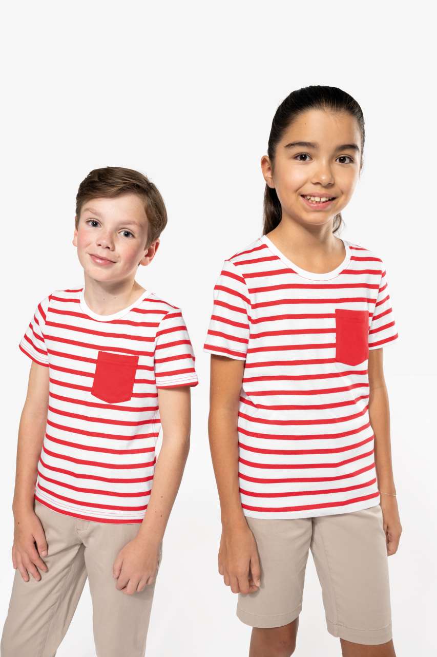 T-SHIRT MARIN À MANCHES COURTES ET POCHE POUR ENFANT