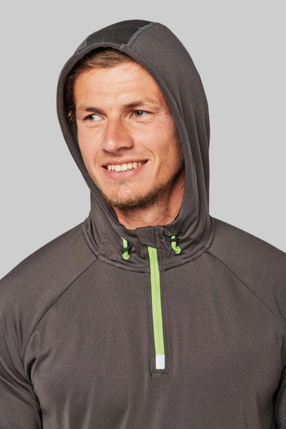 SWEAT-SHIRT DE SPORT À CAPUCHE ET COL ZIPPÉ