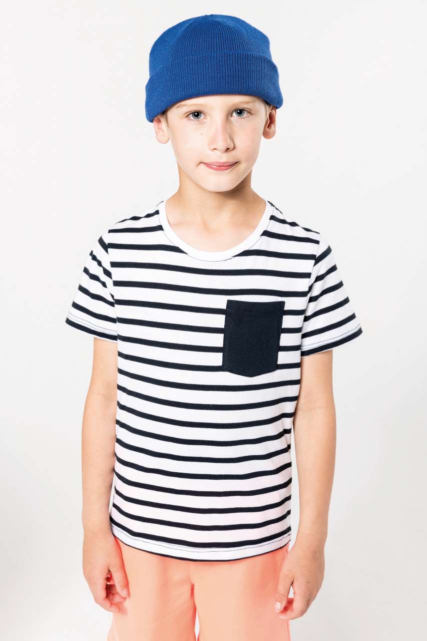 T-SHIRT MARIN À MANCHES COURTES ET POCHE POUR ENFANT