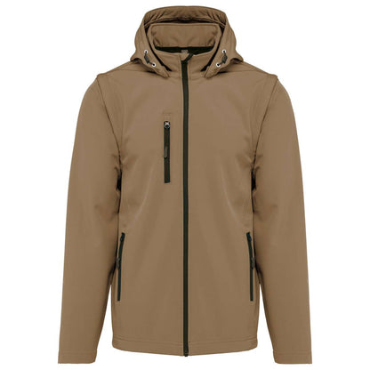 VESTE SOFTSHELL UNISEXE 3 COUCHES À CAPUCHE AVEC MANCHES AMOVIBLES