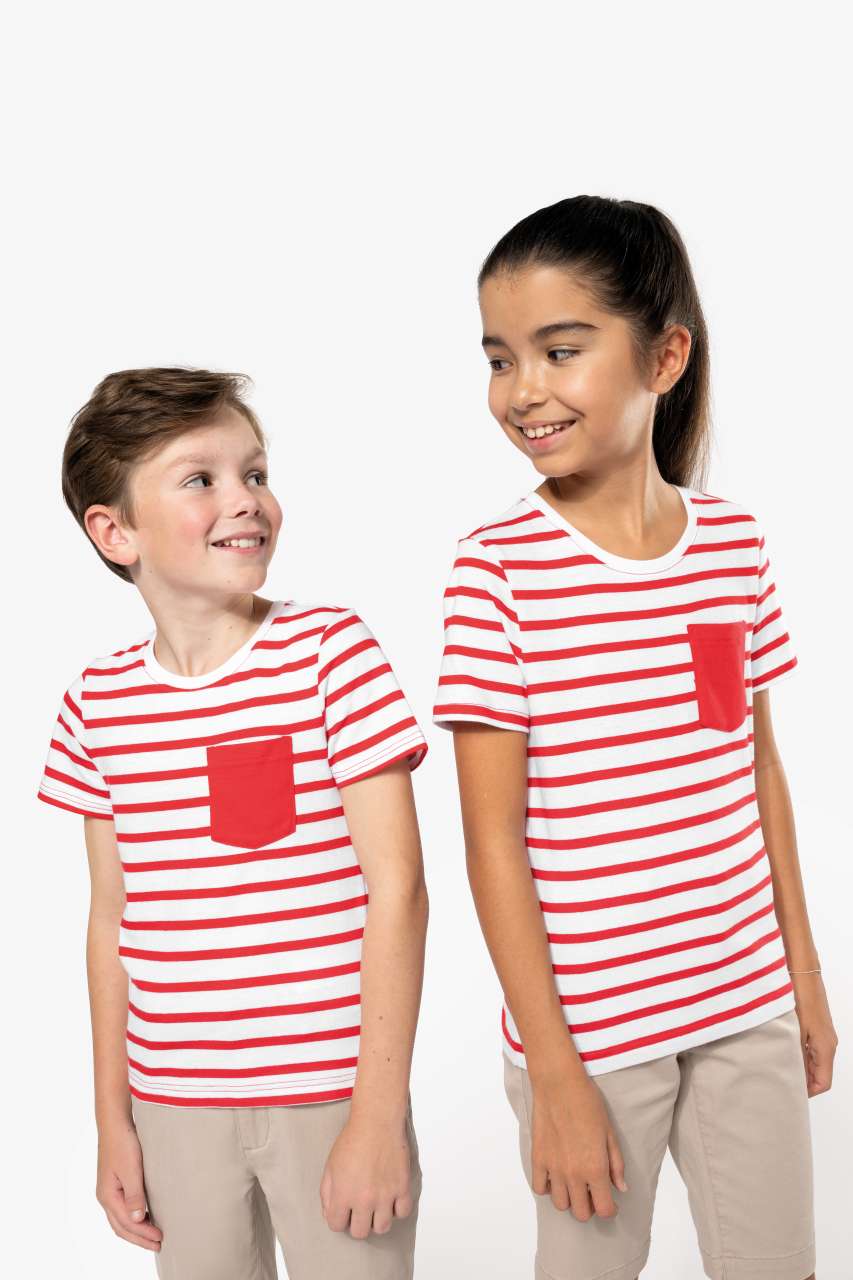 T-SHIRT MARIN À MANCHES COURTES ET POCHE POUR ENFANT